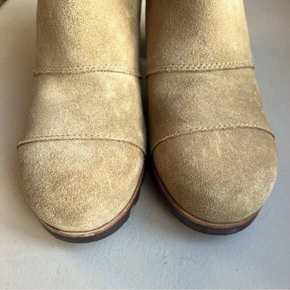 Sorel Addington Chelsea Tan Suede Pull On Boho Ankle Boot Stacked Heel Women 8.5 - Picture 13 of 13